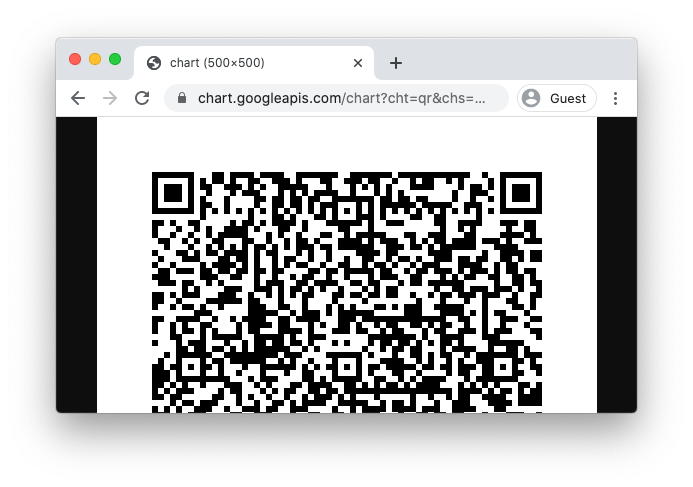A web browser displaying half of a QR code